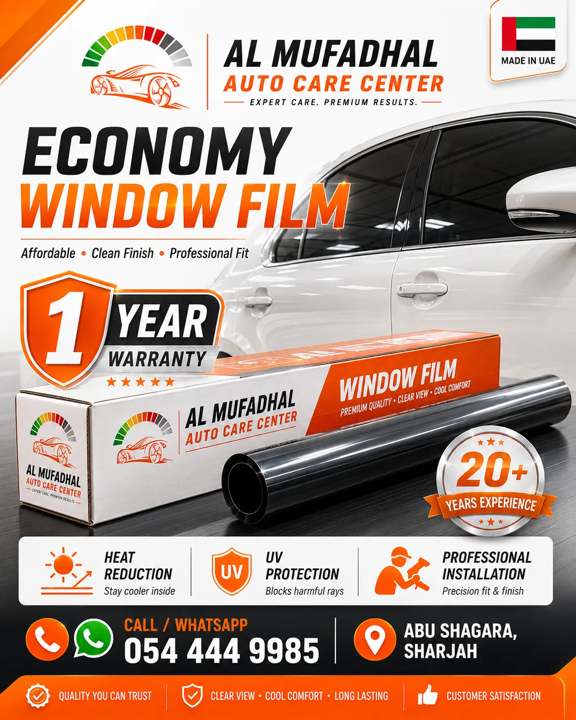 Economy window film with 1-year warranty