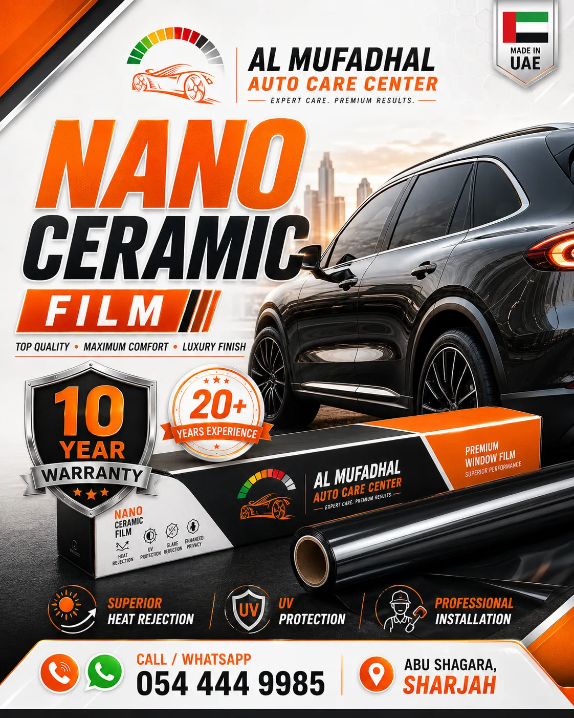 Nano ceramic window film with 10-year warranty