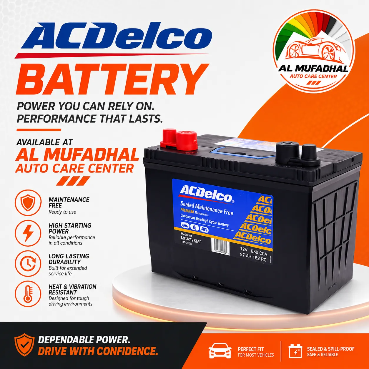 ACDelco car battery available at AL MUFADHAL