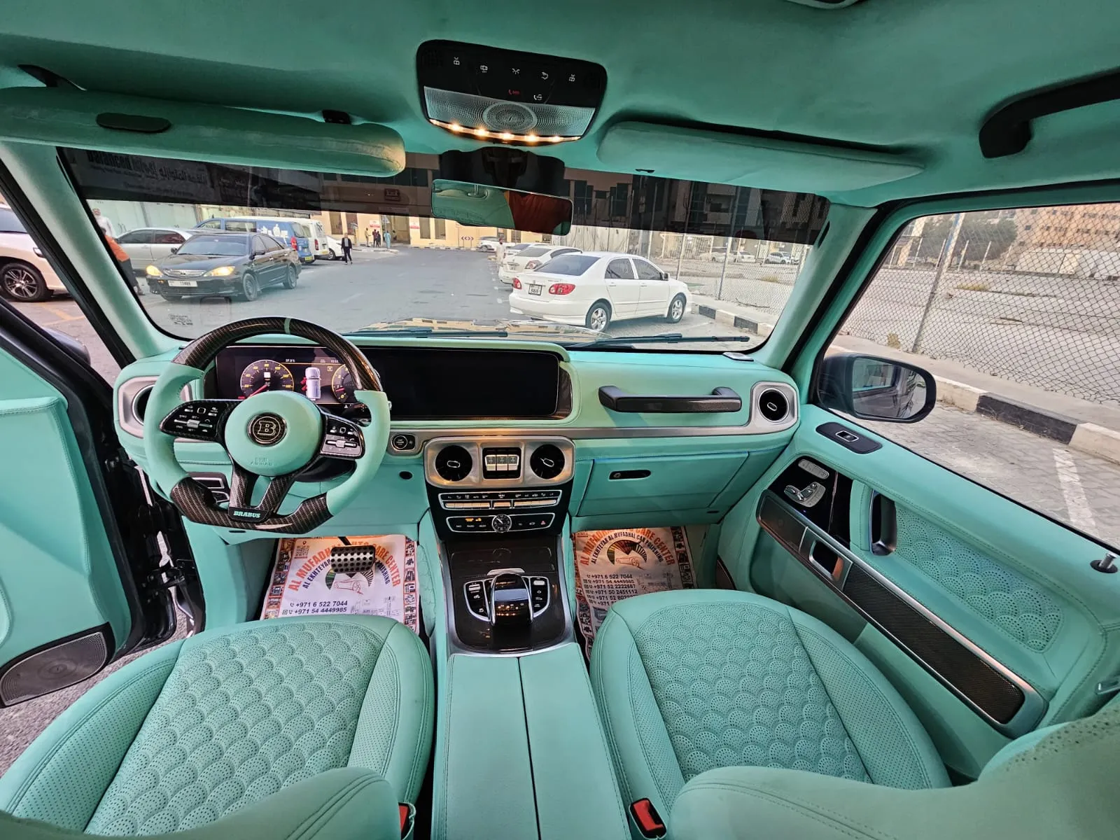Mint dashboard, steering, seats and door upholstery in the completed G-Class