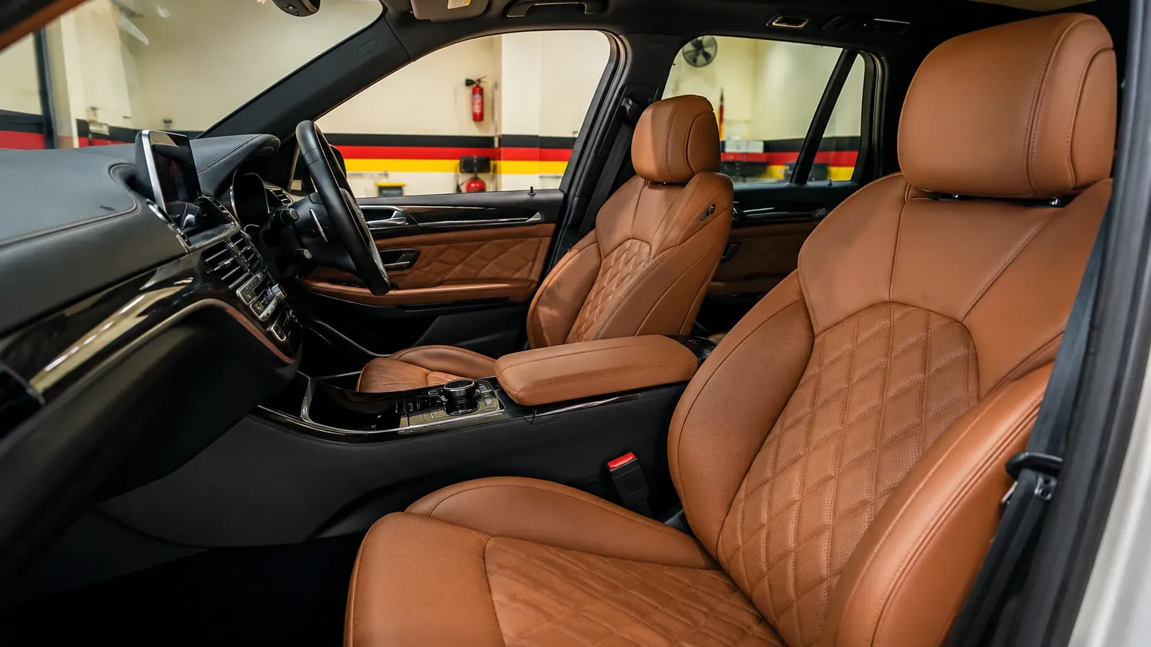 Luxury tan custom leather interior