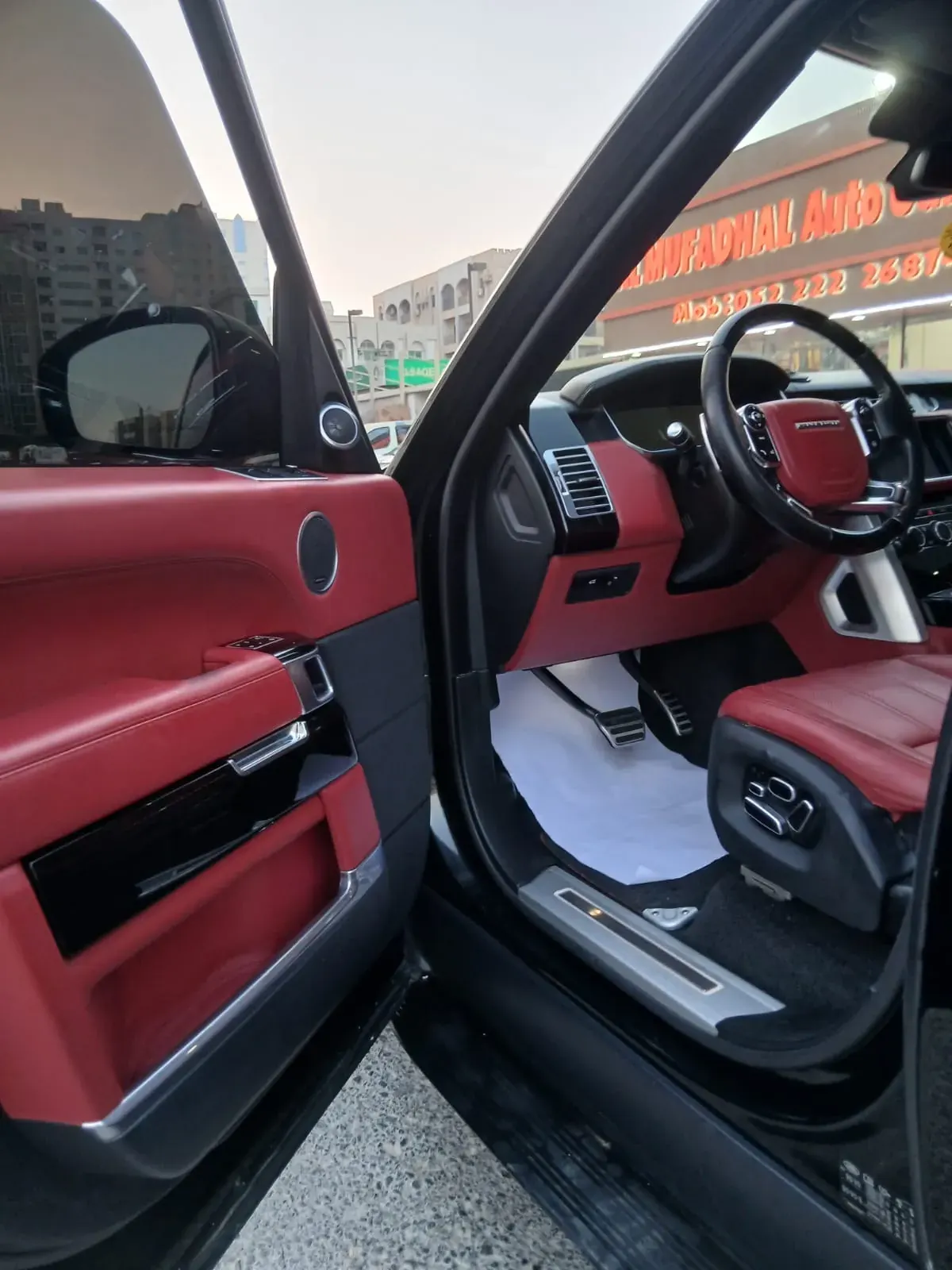 Range Rover red leather door and dashboard interior